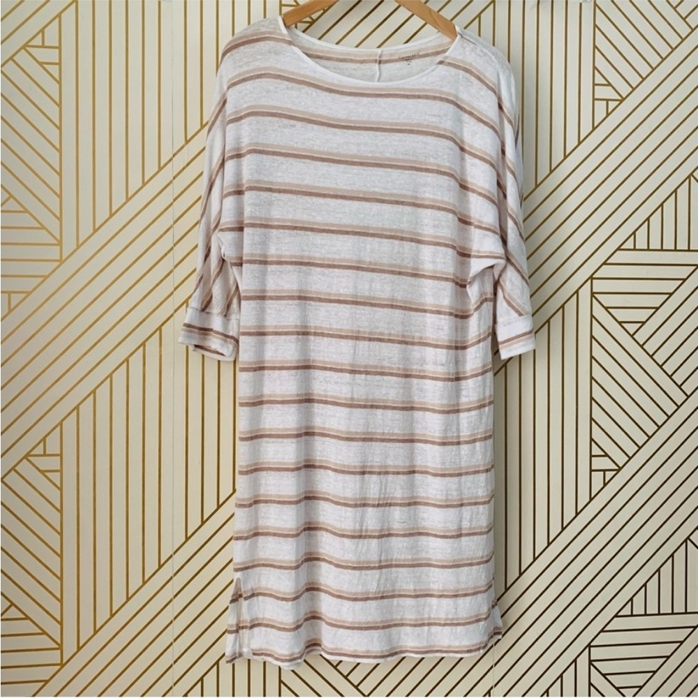 Garnet Hill Women's 100% Organic Linen Dress Dolman Sleeve Striped Size Medium - Picture 11 of 11